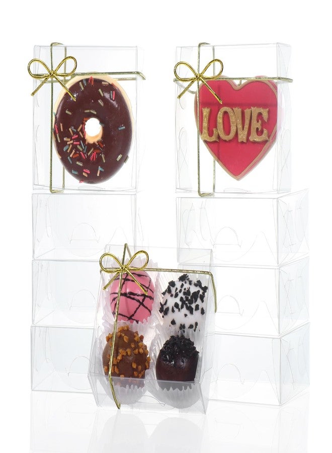 SLShePack 3.3X3.3X1.5inch 50PCS Clear Cookie Boxes Packaging, Perfect for Displaying Small Items-Jewelry, Crafts, Treats ,Oreos ,Soap,Macaron,Chocolate Truffle, Donut, Mini Bakery, Brownie More Wedding Favors - Image 1